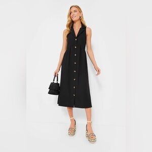 Pomander Place Tuckernuck Women's Large Black Jules Dress Sleeveless Lined Midi
